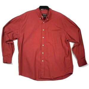 Eddie Bauer Mens XL Red Shirt Button Down Long Sleeve Office Fall School